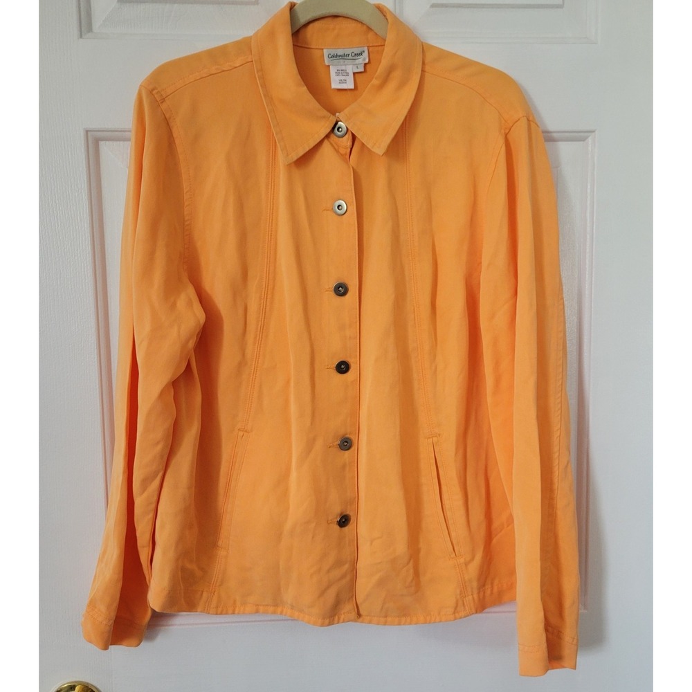 Coldwater Creek Women's Size Large Orange Jacket Blazer Button‎ Front NWT